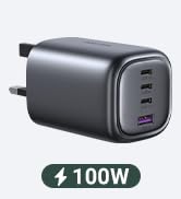 UGREEN PD100W 4-Ports GaN USB C Fast Charger Laptop Charging Plug Type C Power Adapter Compatible...