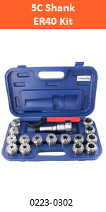 Accusize Industrial Tools 15-Pc ER40 Collet Set Plus 1-Pc 5C Shank ER40 Collet Chuck