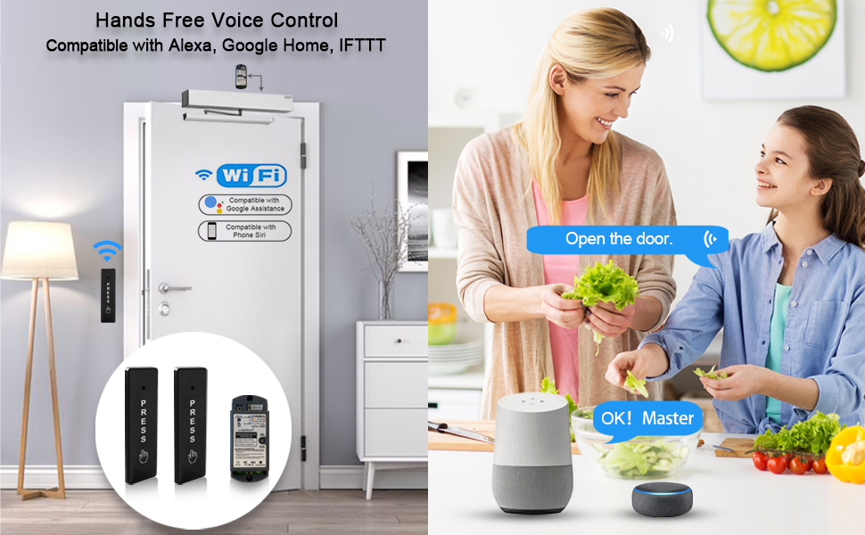 Door Opener WiFi Electric Swing Door,Voice control Residential Door Opener WiFi Device