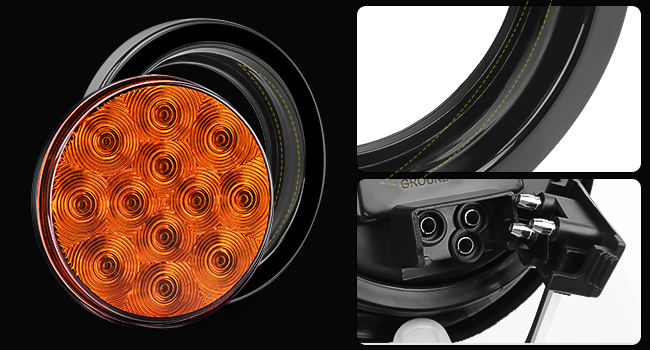 round tail light 4inch 12LED amber trailer truck turn signals light