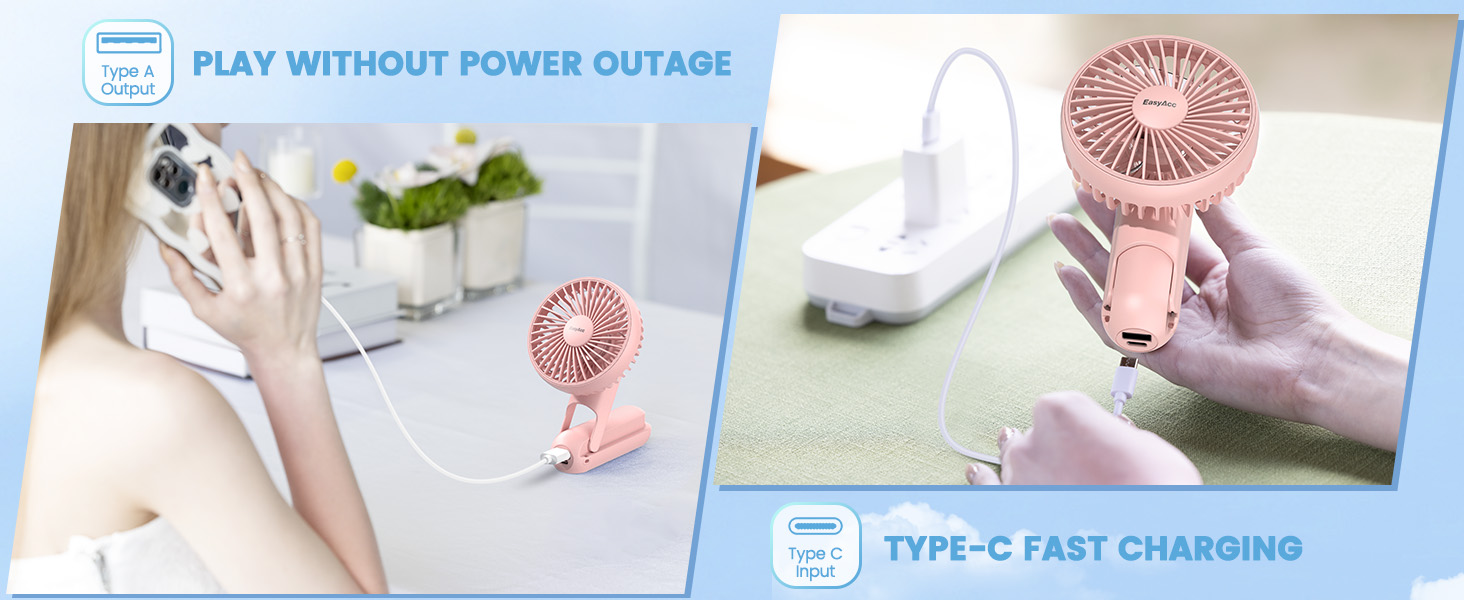 EasyAcc Handheld Fan, Portable Fan with 5 Speeds & LED Display Hand Held Fan USB Rechargeable