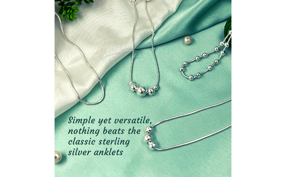 Buy VRINDAM JEWELLERS 925 Sterling Silver Designer Anklet With Mushroom Charm For Girls And