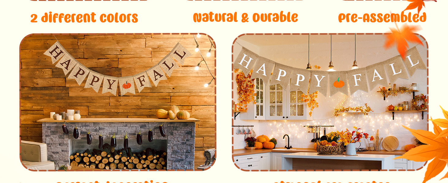 Happy Fall Pumpkin Burlap Banner