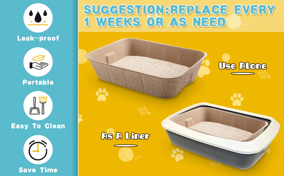 8 Pcs Disposable Cat Litter Boxes Disposable Paper Cat