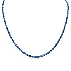 アクセサリー All Blues ROPE NECKLACE THIN 47cm Fantasy Forge Jewelry Electric Blue Rope Chain Necklace Mens