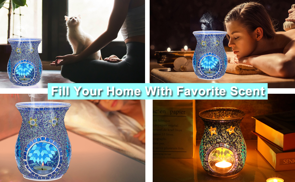 Mosaic Glass Wax Melt Warmer Candle Fragrance Oil Warmer