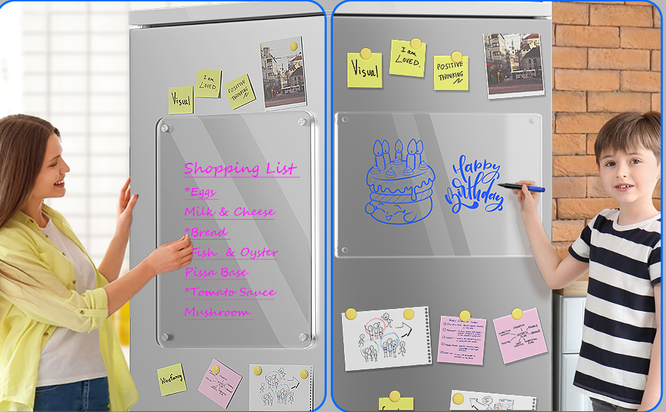 W&H Acrylic Dry Erase Board for Fridge, 12"X16" Clear