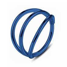 hinged nose ring hoop blue 