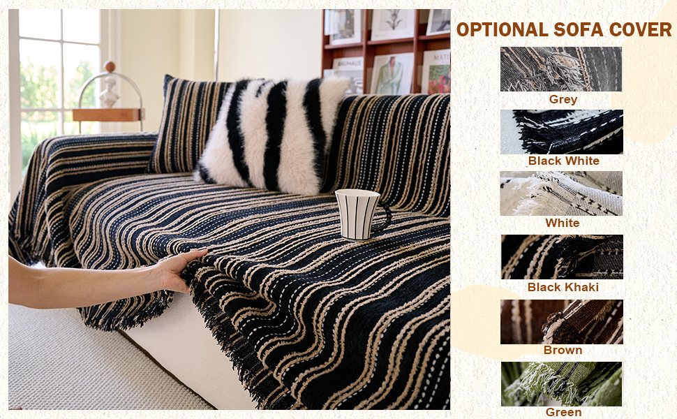 HANDONTIME Couch Covers for Sofa Black Sofa Cover for 3