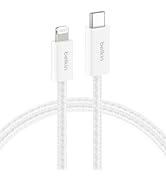Belkin USB C Cable w/Lightning Connector, 6.6ft - Soft, Flexible Fast-Charging Cable, Lightning C...