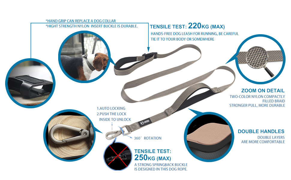 TSPRO Hands Free Dog Leash Adjustable Walking Running Dog