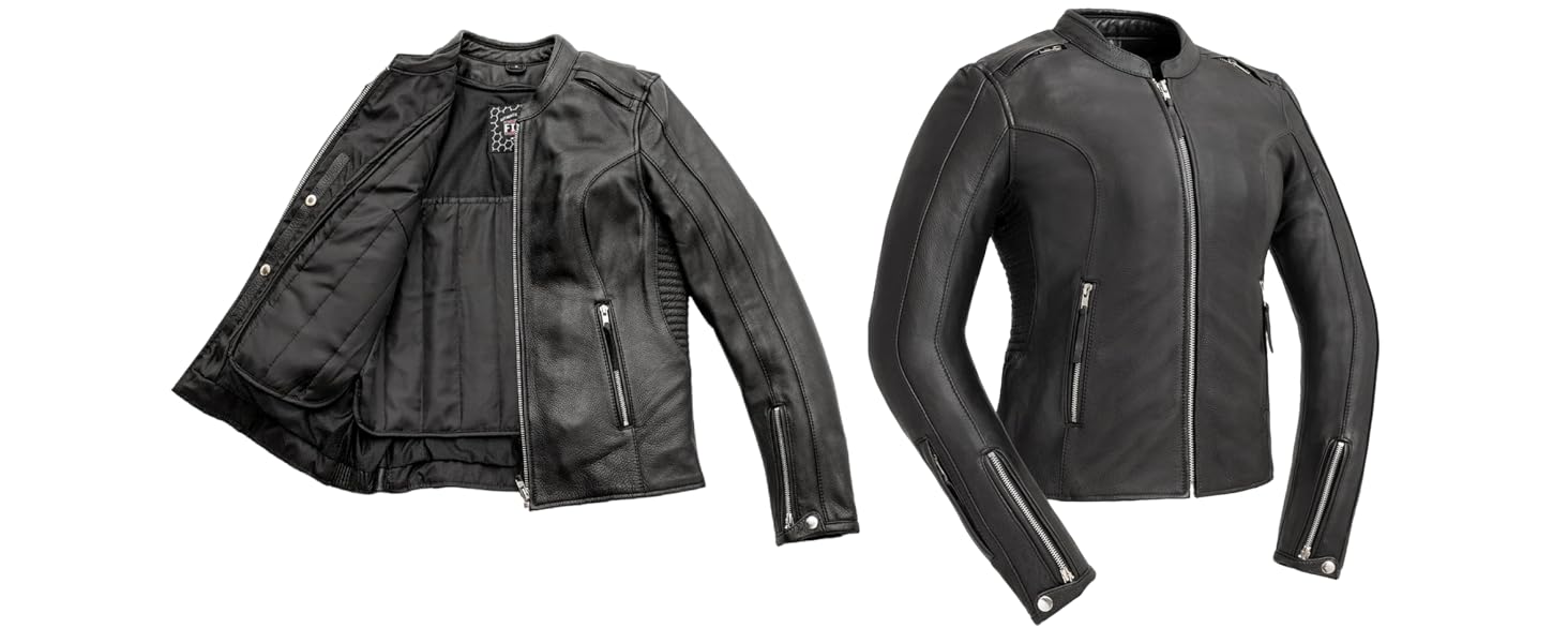 womens black leather jacket