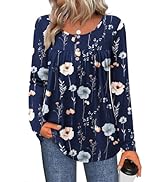 Zeagoo Long Sleeve Shirts for Women Fall Fashion Dressy Casual Blouses Trendy Pleated Tunic Tops ...