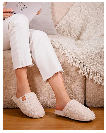 EverFoams Women's Bootie Slippers Non-slip Comfy Winter Indoor House Shoes with Knitted Collar 14 1