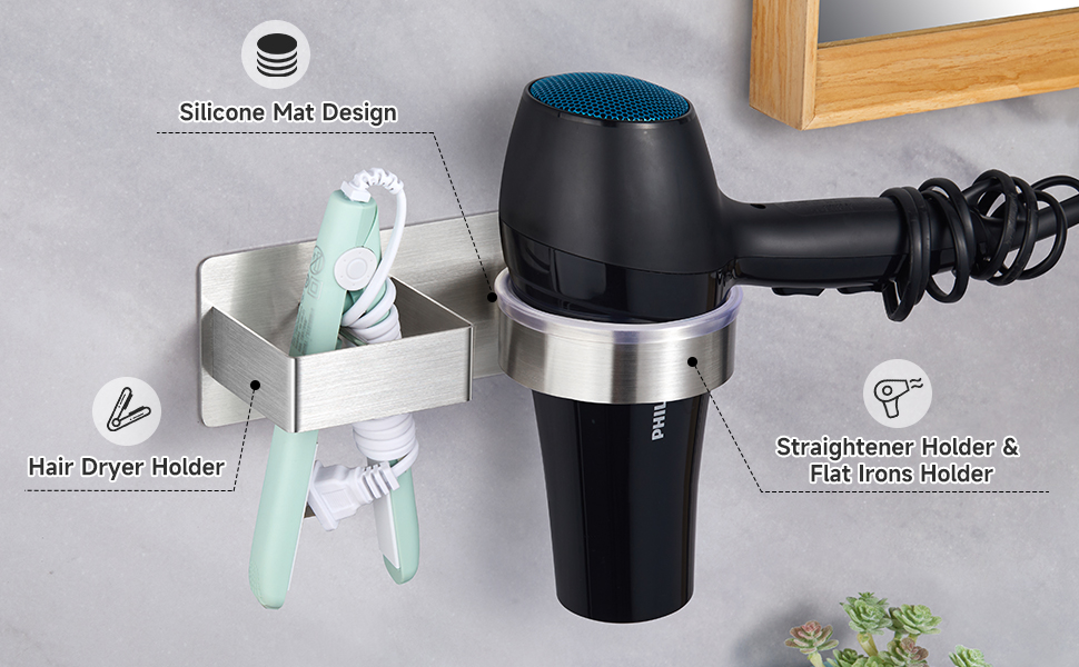 XILIMEN Hair Dryer Holder Wall Mounted, Blow Dryer Holder