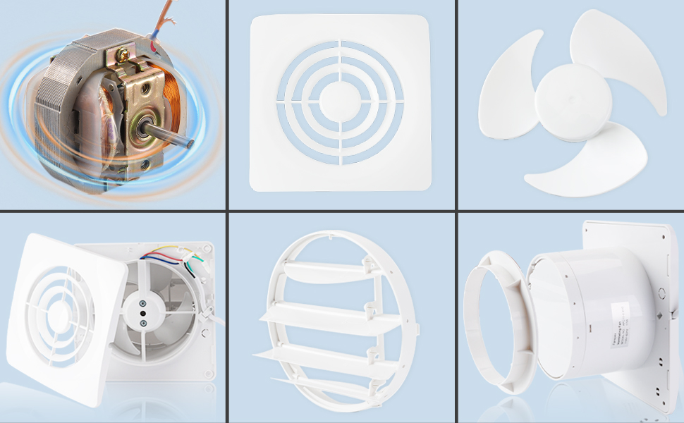 Fanspex 6in Window Exhaust Fan for Bathroom, 17W Wall Mount Small Ventilation Fan
