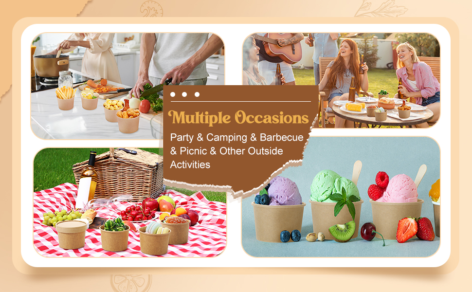 Fulmoon 100 Pack Paper Soup Containers with Lids Disposable