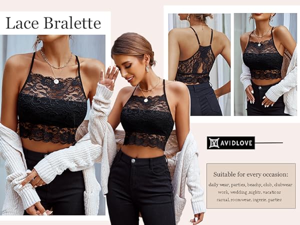 Avidlove Lace Racerback Bralettes for Women Sexy Floral Top