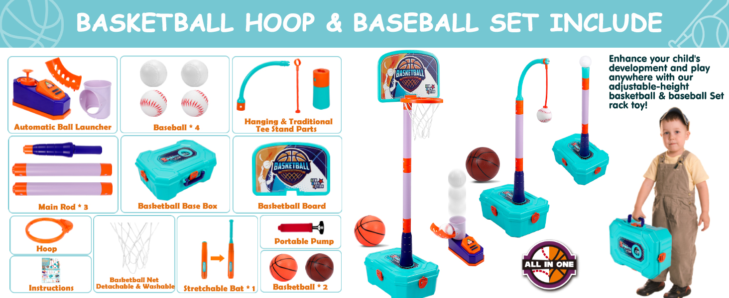 Kids Basketball Goal Baseball Tee