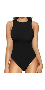 MANGOPOP Women's Halter Neck Sleeveless Sexy Tank Tops Bodysuit