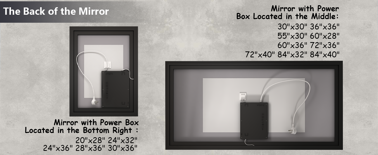 CHARMOR 72x36 Framed LED Bathroom Mirror, Large Dimmable