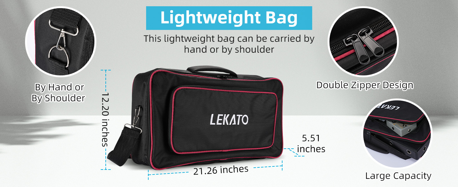 LEKATO Guitar Pedal Board 20''x10''x2.4" Large Capacity, Guitar