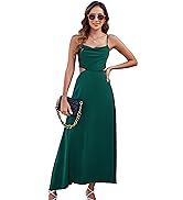 Umenlele Women's Satin Spaghetti Strap Sleeveless Bodycon Sexy Ruched Strappy Cocktail Party Midi...
