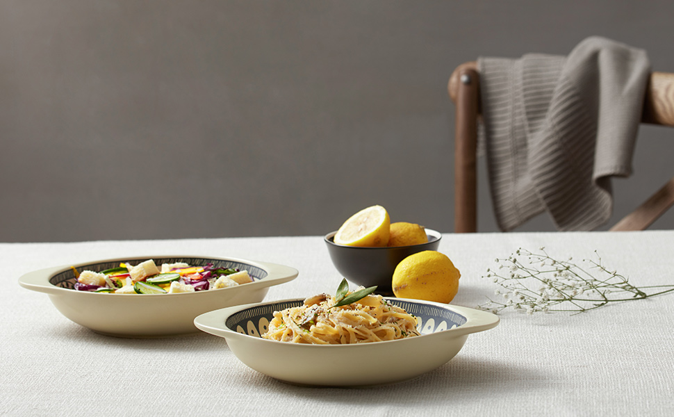 ZONESUM Pasta Bowls with Handles, 35 Ounce Pasta Bowls Set