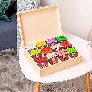 Teekiste holz mit fächern natur