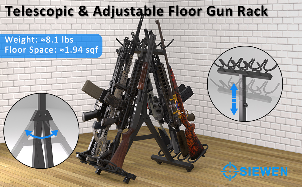 Gun Rack Free Standing Indoor Gun Racks, Folding Rifle Rack Display Made with Heavy