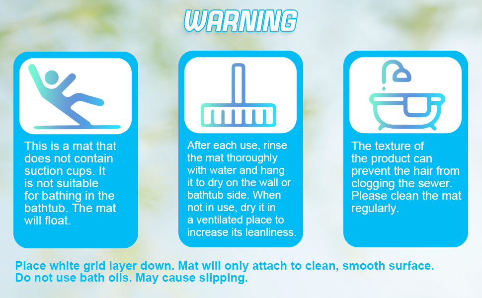 ACCUBIO Long Bathtub Mat without Suction Cups, Loofah Bath