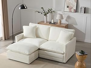 two chairs and one ottoman combine a L shaped sectional couch