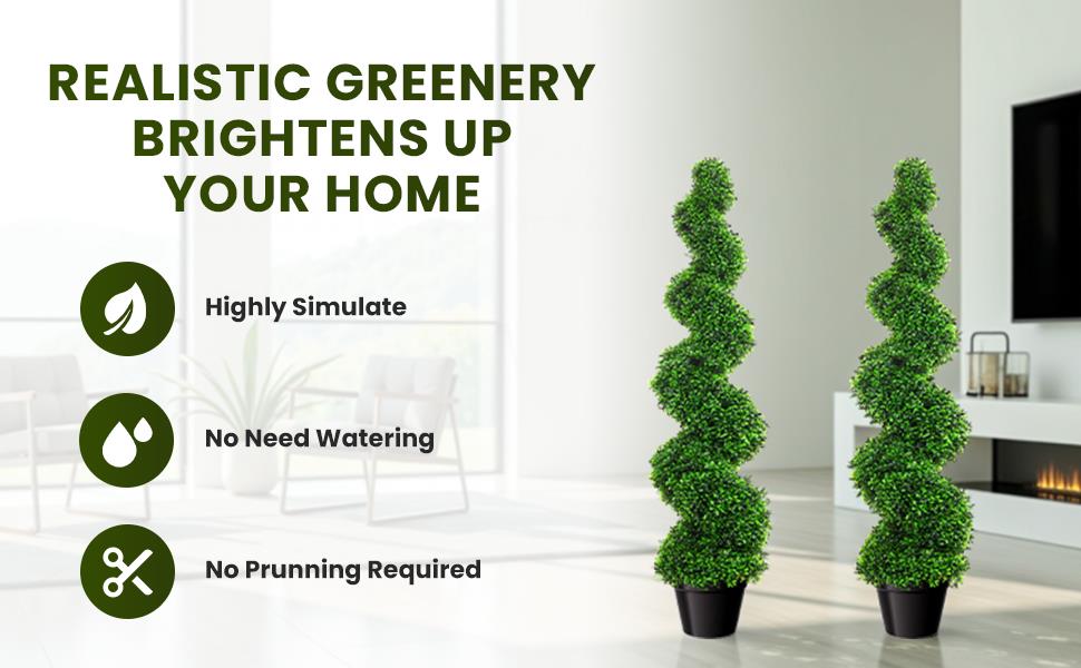Artificial Boxwood Spiral Topiary Trees