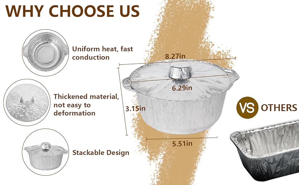 IULAVP Aluminum Pots with Lids Disposable Cookware