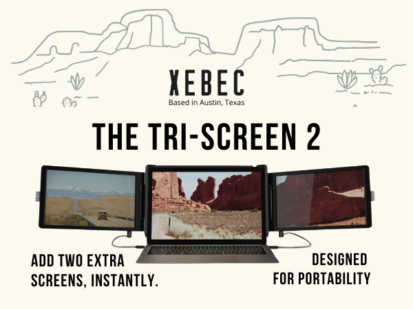 Xebec Tri-Screen 2 | Portable Attachable Monitor for Laptop