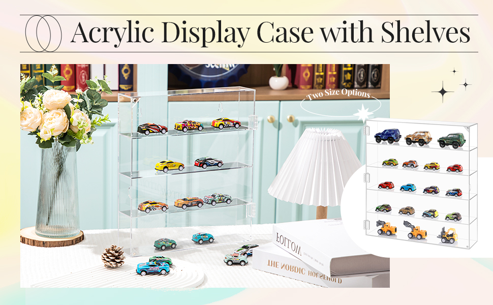 Acrylic Display Case with Shelves Clear Tiered Showcase