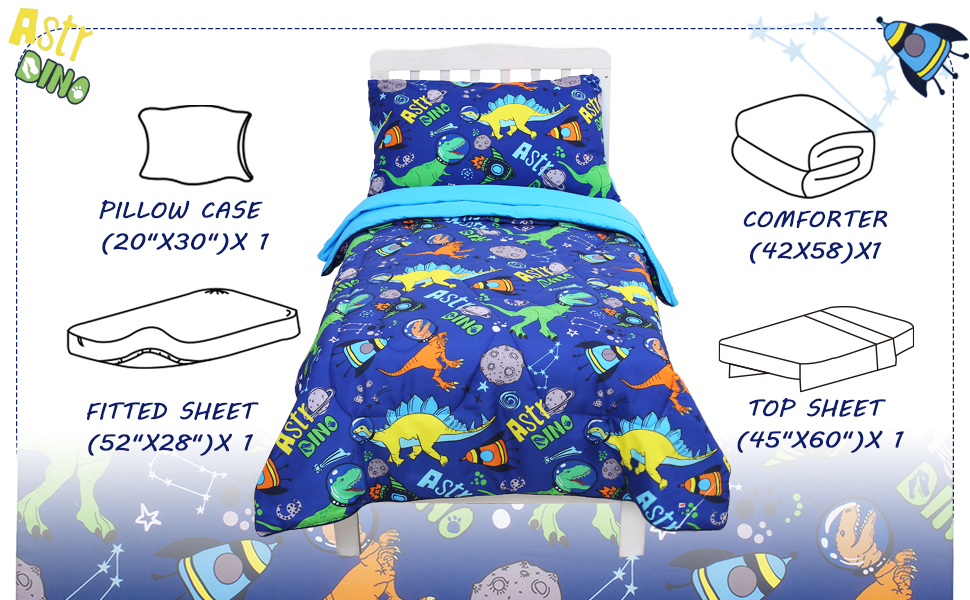 Cloele 4 Piece Toddler Bedding Set Ultra Soft Dinosaur