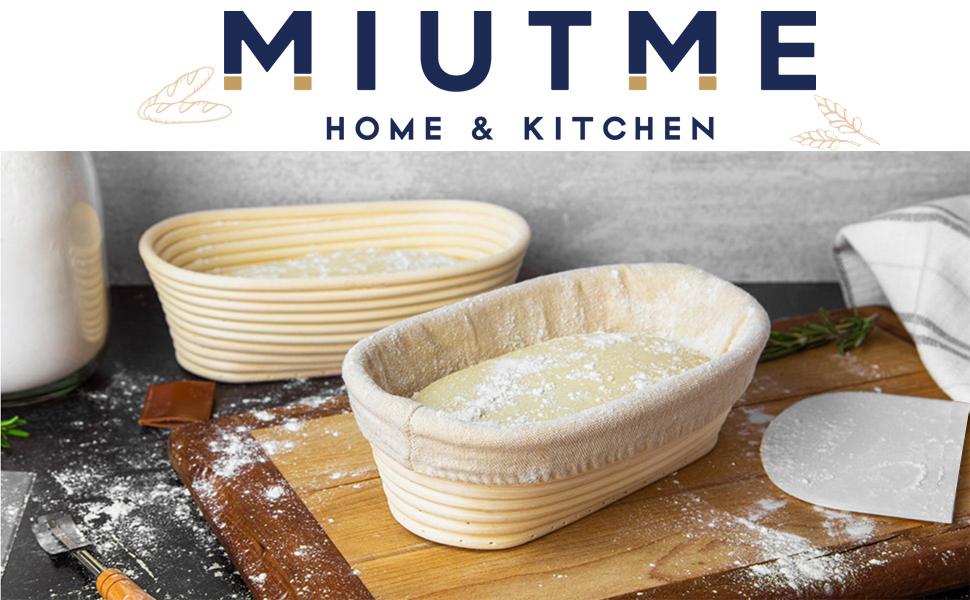 MIUTME 2 Pack Oval Bread Proofing Baskets,10 Inch Proving Basket Hold