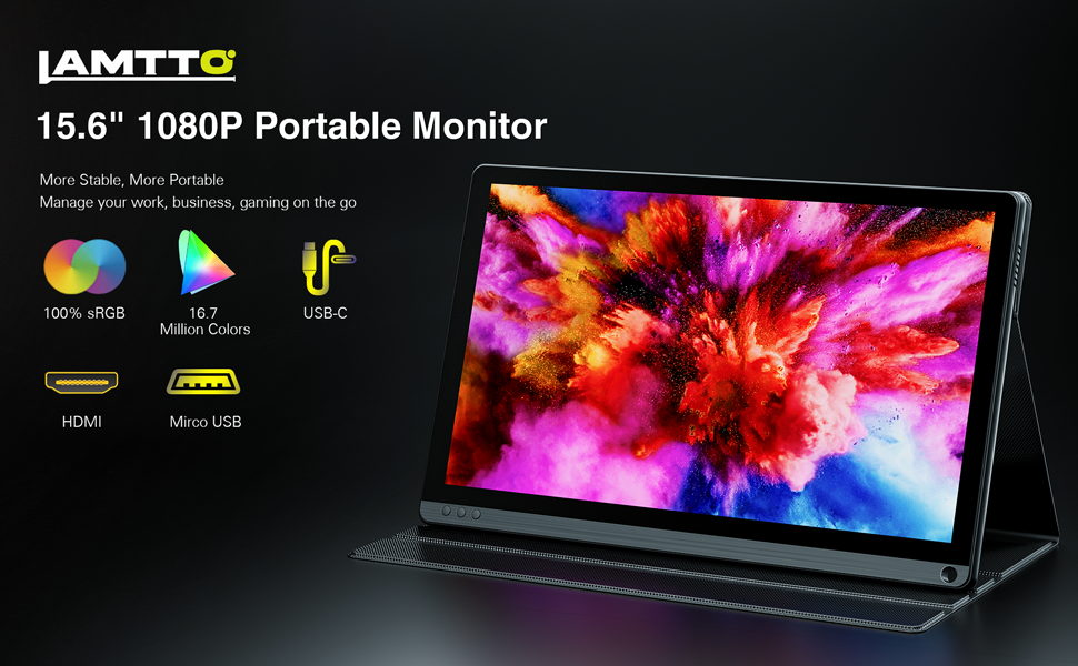 15.6" Portable Monitor for Laptop, FHD 1080P HDMI USBC