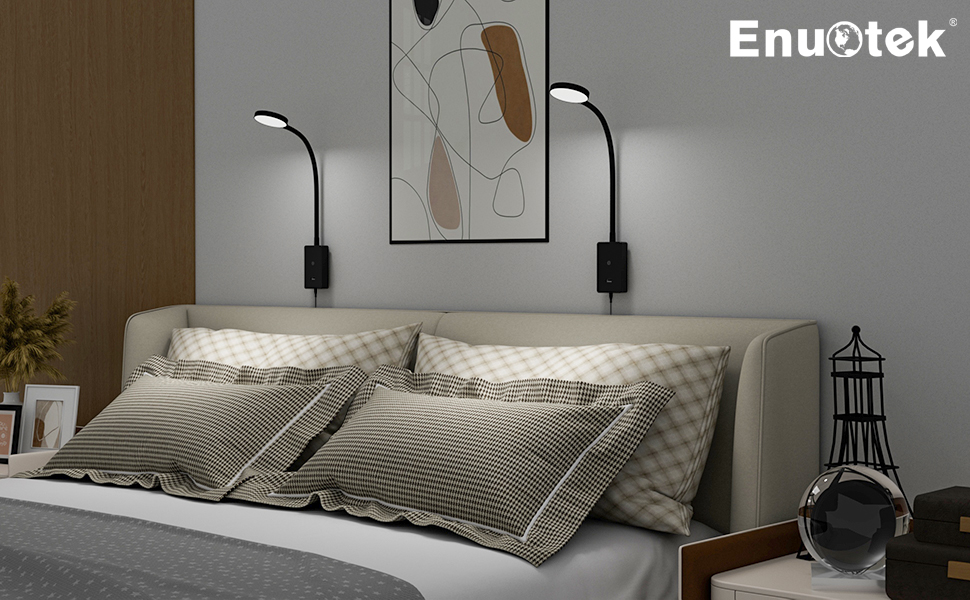 ENUOTEK LED Bedside Reading Light with Remote Control for Books in Bed, Bedroom Wall Mounted LED