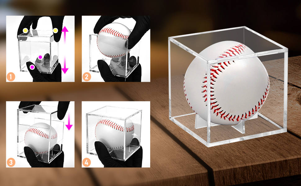 Acrylic Baseball Display Case with Ball Stands [Pack of 12
