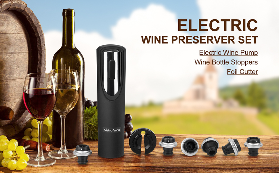 Electric Wine Preserver Vacuum Pump, MetroTesco Wine Saver