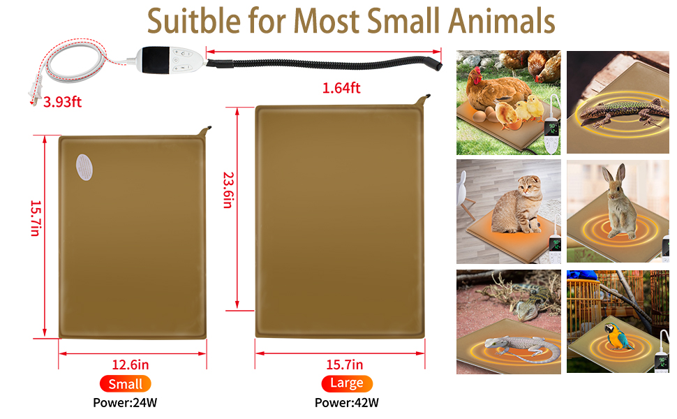 Fisoceny Chicken Heating Pad Waterproof Pet Heated Mat Adjustable Digital