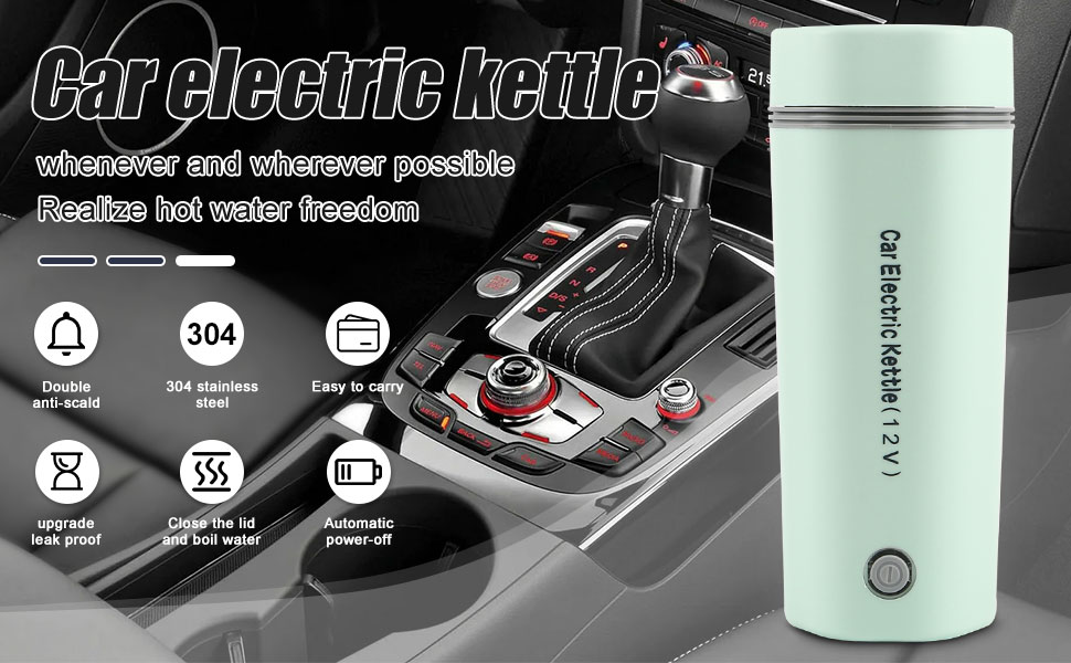 12V Car Kettle, Small Electric Travel Kettles 80W, Portable 350ml
