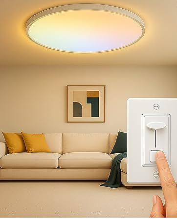 moonlightページ LED Flush Mount Ceiling Light, Super Slim 7 inch Ceiling
