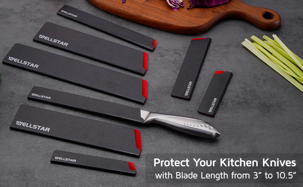 wellstar kitchen cooking knives blade sheath 8pcs set