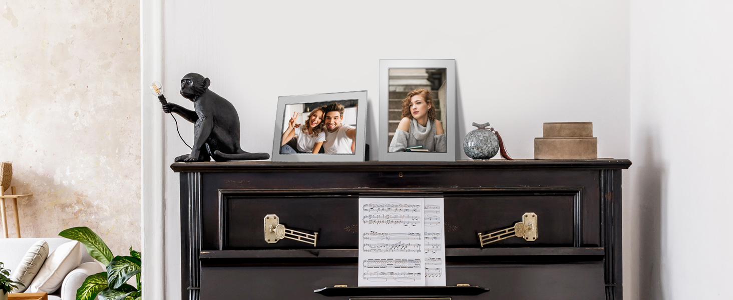 DABLUE 8x10 Picture Frame with Real Glass, Silver Enamel