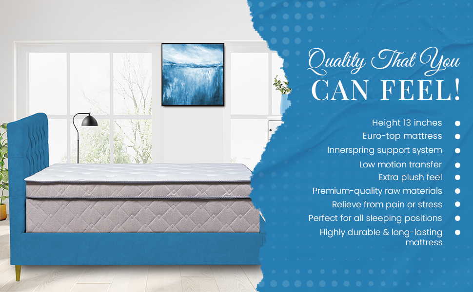 Greaton 13" Extra Plush Bed Mattress, Comfortable Supportive Eurotop Foam Encased