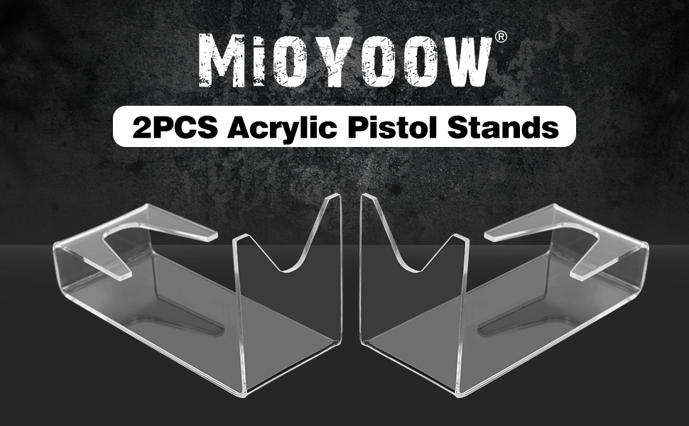 MiOYOOW 2PCS Acrylic Pistol Stands, Clear Gun Display