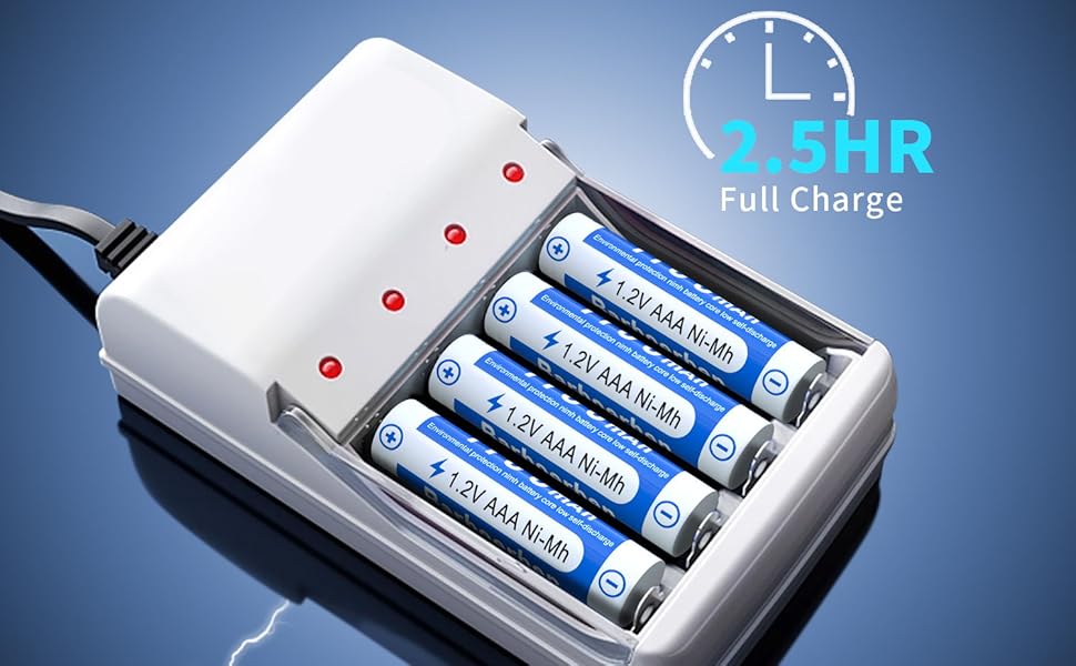 8 Stück Batterien AAA 1100mAh wiederaufladbar Recharge Accu Power Akku NIMH ohne Memory Effekt